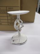 Four boxes of six Ashworth Antique White twisted metal candle holders.