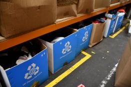 Eight boxes of pre-owned clothing and related items.