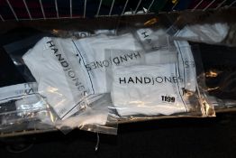 Seventy pairs of men's Hand Jones Classic Y briefs in white (Assorted sizes S-XXL).