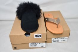 A pair of as new Ugg Scuff Sis slippers and a pair of Ugg Toulumne (Both UK 4).