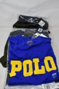 Three as new Ralph Lauren polo shirts (One long sleeved) and two T-shirts (All L).