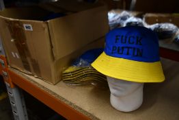 Fifty as new 'F**k Putin' bucket hats in Blue/Yellow.