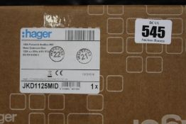 An as new Hager 125A Pulsed & ModBus Meter MID Extension Box (JKD1125MID).