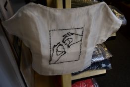 An as new Amie Ellis The Morning After Collection Eve ‘Heart in Hands’ hand embroidered T-shirt (M -