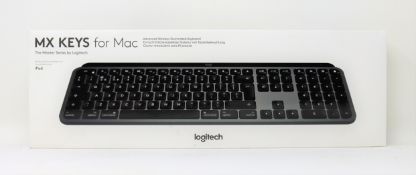 A boxed as new Logitech MX Keys Wireless Keyboard for Mac in Space Grey (P/N: 920-009557) (Box seale
