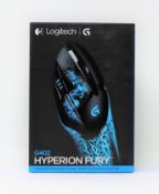 Four boxed as new Logitech G G402 Hyperion Fury Wired Gaming Mice (P/N: 910-004068).