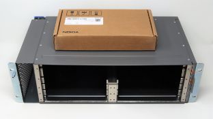 SOLD FOR PARTS: A pre-owned Nokia 7250 IXR-R6 Chassis (P/N: 3HE11278AARB01) (Faulty, label on box re