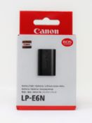 Ten boxed as new Canon LP E6N Battery Packs for EOS 7D Mark II (P/N: 9486B002AB) (Boxes sealed).