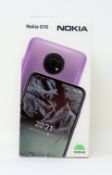 A boxed as new Nokia G10 32GB in Dusk Purple (Checkmend report ID: CM18621446-4B7B3) (Box opened, so