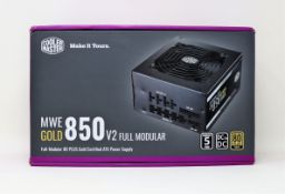 A boxed as new Cooler Master MWE 850 Gold V2 Full Modular 80 PLUS Gold ATX Power Supply.