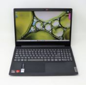 A boxed preowned Lenovo IdeaPad 3 15 laptop with AMD Ryzen7 3700U CPU, 8GB RAM and 512GB SSD in blac