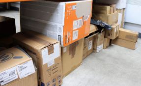 COLLECTION ONLY: A quantity of assorted as new and pre-owned electrical items, toner cartridges and