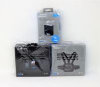 A boxed as new GoPro Media Mod for HERO9/HERO10 Black, a boxed as new GoPro Chesty Performance Chest