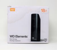A boxed as new WD Elements 18TB Desktop External Hard Drive in Black (Damaged box).