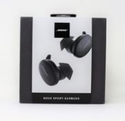 A boxed as new pair of Bose Sport Earbuds in Black (Box sealed).