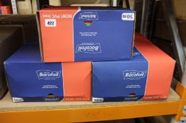 Five boxes of 20 Bacofoil PVC free cling film 50m per roll.