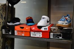 Four pairs of children's as new Nike trainers; Jordan 11 Retro Jubilee (UK 2.5K), Rubber Dunk Off