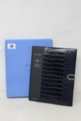 A boxed as new Smythson 'The Portobello Diary' in Navy Blue Mara (Box damaged).