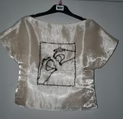 An as new Amie Ellis The Morning After Collection Eve ‘Heart in Hands’ hand embroidered T-shirt (M -