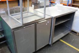 A pre-owned Victor countertop preparation unit, a pre-owned Duke SUBP-36m preparation table and