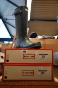 Two pairs of men's as new Original Hunter Tall Boots in Dark Olive (UK 10).