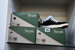 Three pairs of as new Simple OS sneakers (UK 8, 9, 11).