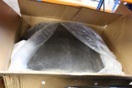 A boxed as new My Home Stories velvet armchair with gold tipped legs in Charcoal.