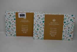 Forty boxed Grace and Evergreen washable and reusable makeup remover pads.