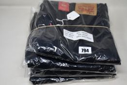 Four pairs of as new Levi's 511 slim jeans (W38/L32).