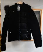 A women's as new Polo Ralph Lauren zip-up velvet puffer jacket (XS).