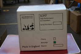 A pair of boxed as new Acoustic Engineers SMC7 loudspeakers in Black Ash.