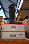 Two pairs of men's as new Original Hunter Tall Boots in Dark Olive (UK 9).