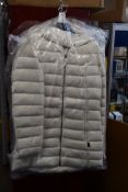 Three as new Woolrich Eco hooded jackets in white stone (XS, S, L).