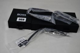 Three gents assorted as new Hugo Boss bracelets; brown leather bracelet 1580149M (RRP £69), chain