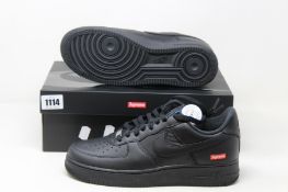 A pair of as new Nike x Supreme Air Force 1 Low (UK 8).