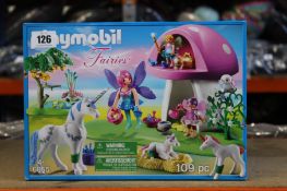 Four boxes of as new Playmobil Fairies 6055 playsets.