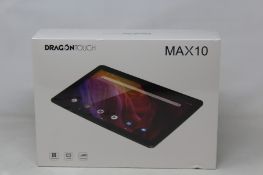 A boxed as new DragonTouch Max10 android tablet.