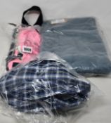 An as new A.P.C bum bag in pink, a scarf and a bucket hat.