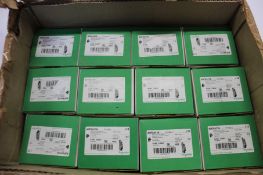 Twelve boxes of as new Schneider Electric miniature circuit breakers, 1P 16A C, twelve per box (REF: