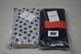 Two as new Meg & Bee London Major Money Kit purses (RRP £95 each).