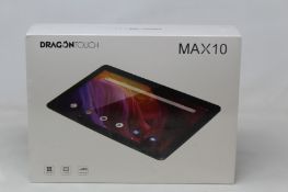 A boxed as new DragonTouch Max10 android tablet.