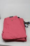 Six pairs of as new Ralph Lauren pants in pale red (Assorted sizes).