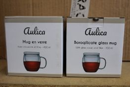 A quantity of as new Aulica products to include Boroqilicate glass mugs, glass teapots and other