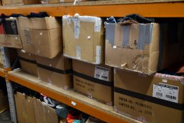 Eight boxes of assorted pre-owned clothing and related items.