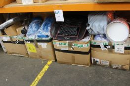 Four boxes of miscellaneous items to include clothing, watches, hair irons and men's grooming