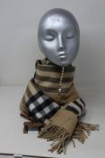 An as new Burberry sequined check cashmere scarf (Article 8050535 - RRP £484).