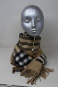 An as new Burberry sequined check cashmere scarf (Article 8050535 - RRP £484).