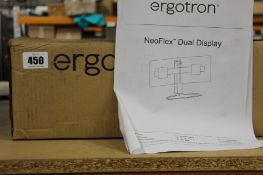 An Ergotron NeoFlex Dual Display Stand.