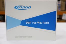 Two boxed as new Kirisun DP-405 DMR two-way handheld radios, two KB-760B li-ion 2000mAh batteries