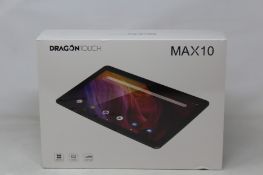 A boxed as new DragonTouch Max10 android tablet.
